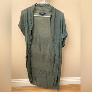 Green Short Sleeve Open Cardigan